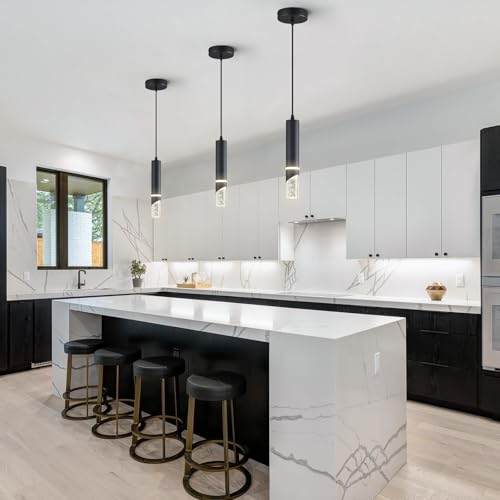 Modern Dimmable Led Pendant Lights Kitchen Island, Ideal for Living Room, Bedroom,Sink 6w LED Crystal Energy-Saving Hanging Lamp for Cozy Lighting (Black 1-Pack) - size: 1-Pack