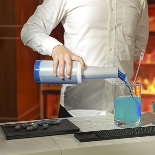 Restaurantware Plastic Storage Container Bottle, Quick Pour, 1 qt - color: Blue, size: 32 Ounces