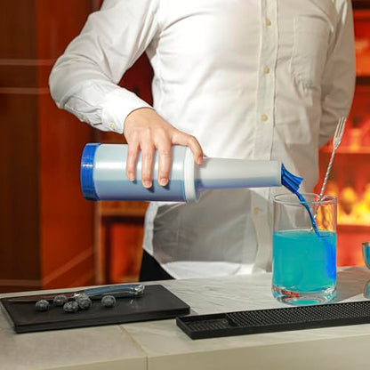 Restaurantware Plastic Storage Container Bottle, Quick Pour, 1 qt - color: Blue, size: 32 Ounces