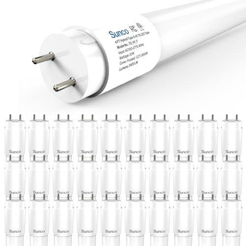 Sunco 30 Pack 4 Foot T8 LED Tube Light Bulbs, 5000K, 20W, Hybrid A+B - size: 30 Pack