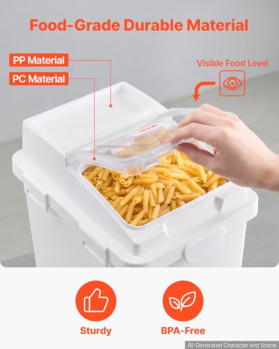 VEVOR Rice Storage Container 3 Pack 33 lbs/5.28 Gallons Dog Food Dispenser - size: 5.2 Gallon*3