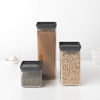 Brabantia Tasty+ Stackable Food Canister (Dark Gray / 0.4 Gal) BPA-Free Space-Saving Durable Jar with Silicone Seal Lid for Freshness - color: Dark Gray, size: 1.7 qt