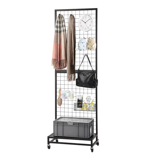 NectaCol Grid Wall Panels, 2'x 6' Gridwall Panel Display Stand with Baseplate, Black Wire Grid Wall Display Rack, Grid Panels for Display, Retail Display Stand - 1 Pack - size: 1 Pack