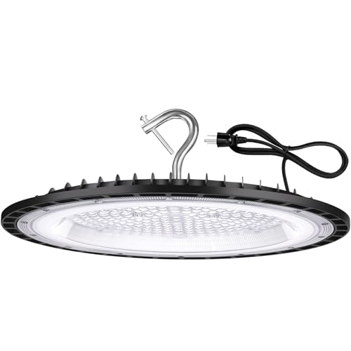 YANYCN 200W UFO Led High Bay Light Fixture,120VAC,30800LM,5000K Daylight Commercial Shop Bay Lighting,[850W MH/HPS Equiv.] US Plug Area Lighting for Garage/Warehouse/Barn/Gym/Factory/Workshop - color: 201W 1pack UFO Led High Bay light