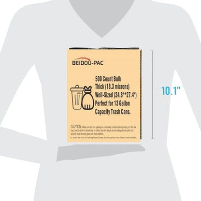 BEIDOU-PAC 13 Gallon Trash Bags Drawstring, 500 Count Bulk Value Pack, Black & Unscented Garbage Bags, Multi-purpose Tall Kitchen Trash Bags Can Liners for Business Home Commercial and Industrial - style: 13 Gallon |500 Count(Value Pack)