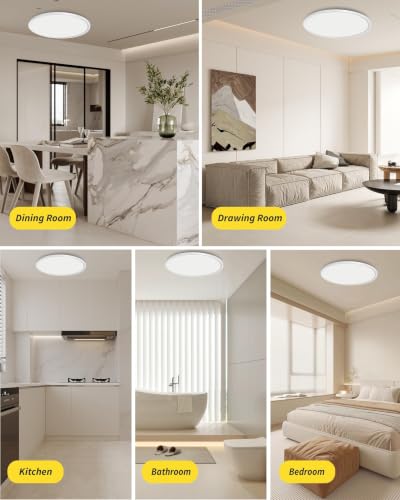 6Pack 16 Inch Dimmable LED Flush Mount Ceiling Light Panel,32W 3480LM,2700K-6000K 5 CCT Selectable,Ultra Thin Round White Ceiling Light Fixture for Hallway Kitchen Bedroom Home Office Bathroom - color: White, size: 16 INCH 6PK Dimmable 5CCT