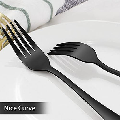 LIANYU 60-Piece Black Silverware Set, Flatware Cutlery Set for 12 - color: Black