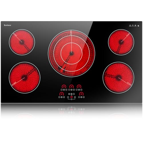 Karinear Electric Cooktop 36 Inch, Upgrade 5 Burners Electric Stove Top - color: 36 inch 5 burners