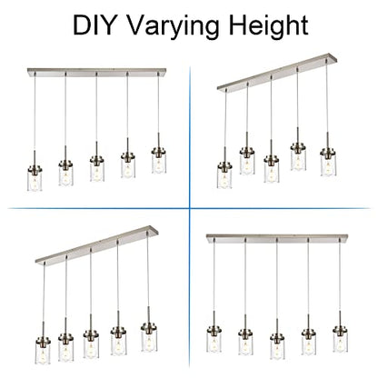 MELUCEE 5 Lights Kitchen Island Lighting Linear Chandeliers for Dining Room - color: Brushed Nickel, size: 5 Lights-1 Pack Linear