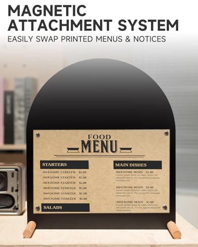 Tabletop Menu Display Stand with Writable Board and Magnetic Holders - size: A5 Horizontal (11 × 6.7 in)