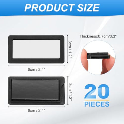 uxcell 20 Pcs Magnetic Label Holders, 2.4 x 1.2 Inch Data Card Holder with Paper Cards and Protective Films for Shelf White Board Toolbox Metal Wall Cabinet Drawer, Black - color: Black, size: 2.4 x 1.2 Inch