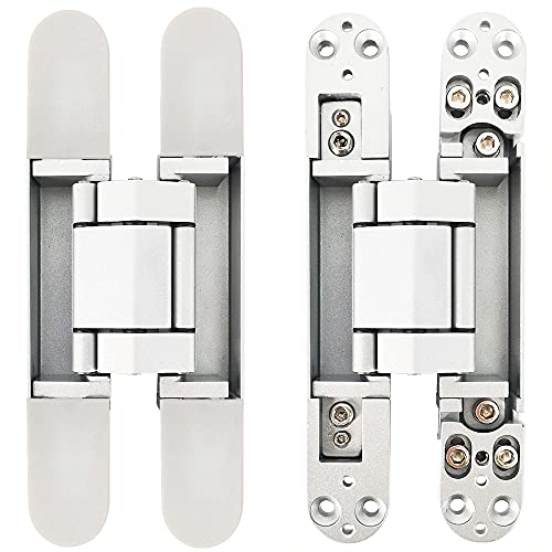 Invisible Hinge Concealed Door Hinges Heavy Duty Hidden Hinge up to 176 Pound Doors 3-D Adjustable 7 inch Silver - 1 Pair - color: 7"_Silver_2 Pack