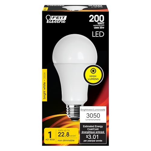 Feit Electric A21 LED Light Bulb 200W Eq, Bright White - color: 3000k Bright White, size: 200W