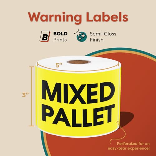 3" X 5" Mixed Pallet Shipping Stickers (500 Stickers, 1 Roll) - color: Yellow (Mixed Pallet)