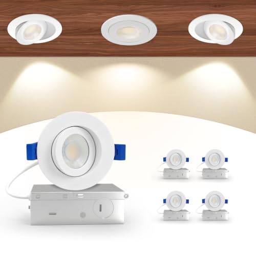 Aosclex 4 Pack 3 ''LED Gimbal Eyeball Recessed Light, 5CCT Dimmable White - color: White-3inch, size: 4 Pack