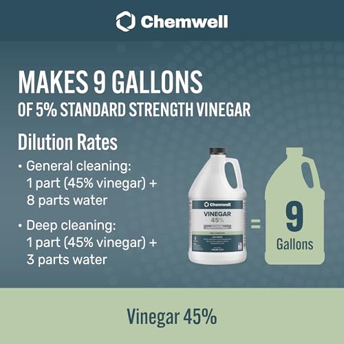 Chemwell 45% Vinegar (1 Gallon) - General Purpose All-Natural Multi-Surface Cleaner for Home, Patio & Commercial - High Performance, Powerful Concentrated Acetic Acid - Made in USA - color: 45% - 1 Gallon