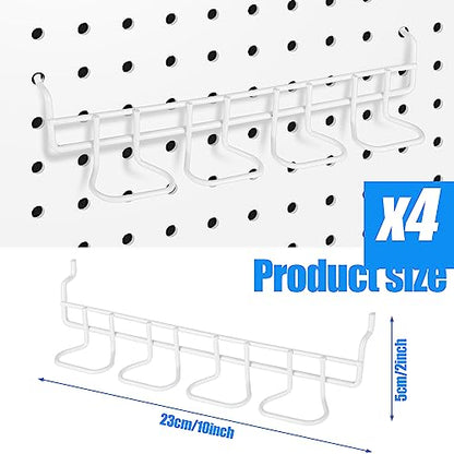 Coume 4 Pcs Pegboard Tool Holder Hooks for Screwdriver Pliers, White - color: White