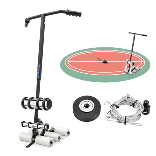 CXRCY Court Line Tape Machine, Floor Tape Applicator for Basketball, Pickleball & Tennis Courts, Line Marking Machine with Circle Drawing Tool, Adjustable Height for Gym Floors & Warehouses