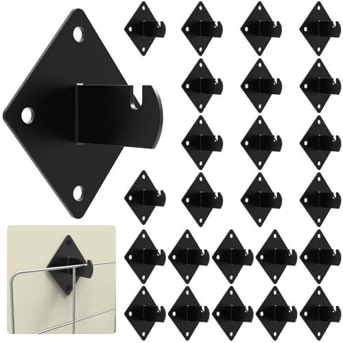 25 Pcs Gridwall Mount Brackets with Screws Metal Grid Panel Wall Mount Bracket Gridwall Brackets for Grid Panels Clothing Store Cloakroom Retail Display Wall - color: Black 25 PACK