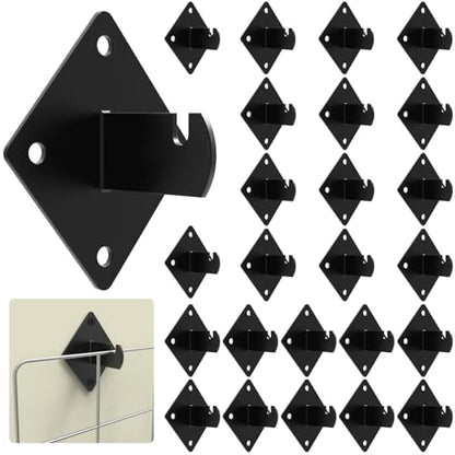 25 Pcs Gridwall Mount Brackets with Screws Metal Grid Panel Wall Mount Bracket Gridwall Brackets for Grid Panels Clothing Store Cloakroom Retail Display Wall - color: Black 25 PACK