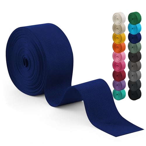 Polyester Webbing Strap 17+Colors – 1"&1.5"&2" – 10 Yards Heavy Duty Webbing Roll, Flat Webbing Strap for Indoor&Outdoor Gear, DIY Crafting, Repairing - color: Navy Blue, size: 2"-10yards