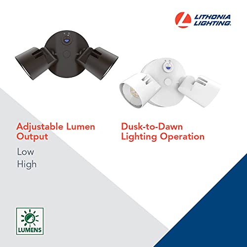 Lithonia Lighting HomeGuard 2-Light LED Outdoor Flood Lights, Dusk to Dawn - color: Dark Bronze, size: 2-Light, style: 1750-2750 Lumens