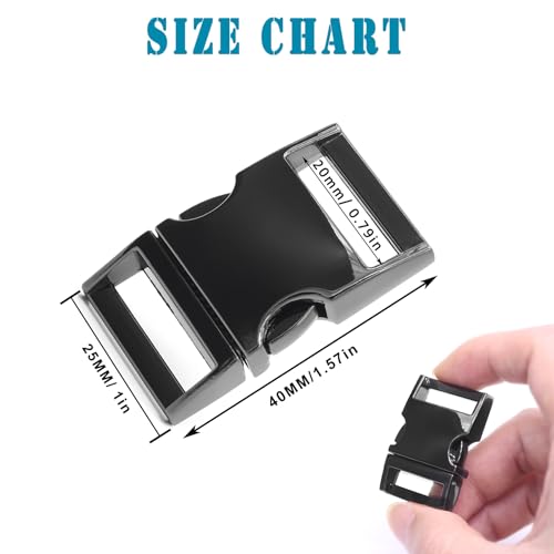 Enosea 2 Pcs Metal Buckles Quick Side Release Buckle Clips for Straps Paracord Backpack Webbing Dog Collars, Gun Black - size: 1"(25mm)