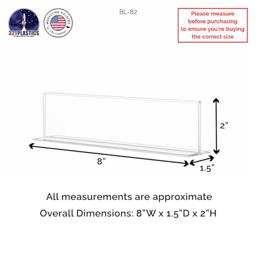 Marketing Holders 8" x 2" Name Plate Clear Desk Sign Holder Bottom Load Menu Pricing Deli Countertop Expo Event Sign Display Stand