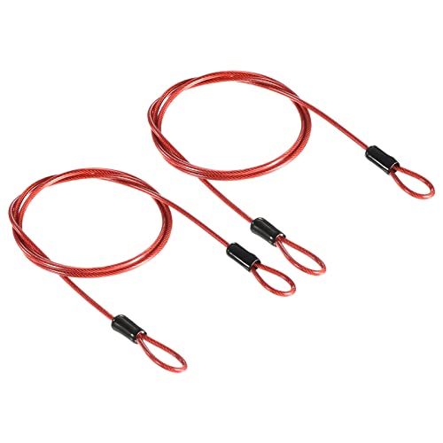 PATIKIL Security Steel Cable 2.5mm x 1m/3.28ft Red 2pcs - color: Red, size: 2.5mmx1m