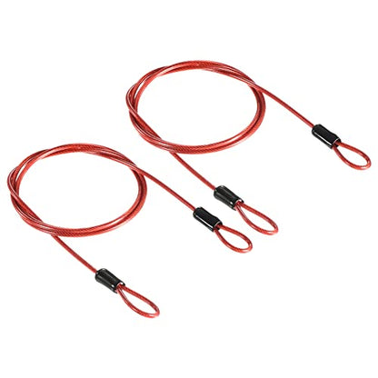 PATIKIL Security Steel Cable 2.5mm x 1m/3.28ft Red 2pcs - color: Red, size: 2.5mmx1m