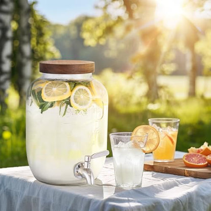 Mustry 1 Gallon Glass Drink Dispenser for Parties, Leak-Proof Spigot - size: Single