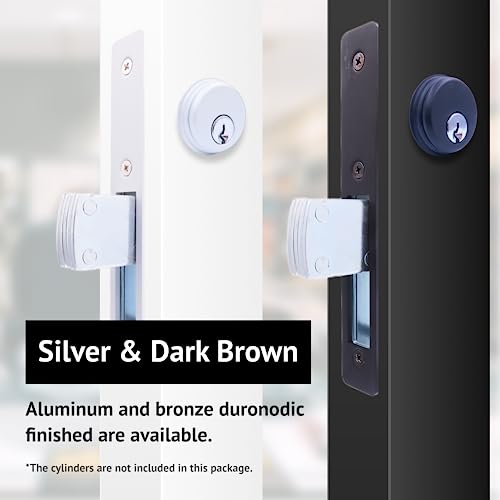 elox Swinging Narrow Stile Aluminum Door Mortise Deadbolt Lock, Swinging Deadbolt, 1-1/8" Backset, w/Aluminum & Bronze Duronodic Finish faceplate, Without Cylinder and Without Keys - color: Silver
