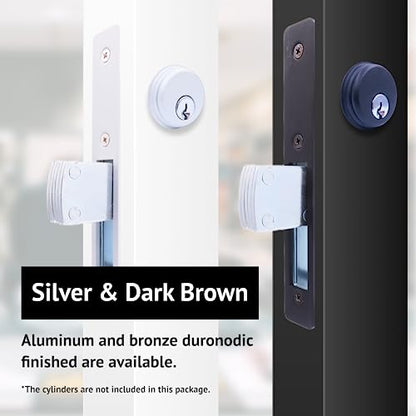 elox Swinging Narrow Stile Aluminum Door Mortise Deadbolt Lock, Swinging Deadbolt, 1-1/8" Backset, w/Aluminum & Bronze Duronodic Finish faceplate, Without Cylinder and Without Keys - color: Silver