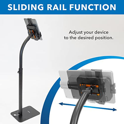 Mount-It! Anti-Theft Universal Tablet Floor Stand with Locking Clamp, Black