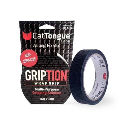 CATTONGUE GRIPS 1" x10' Grip Tape Wrap, Non-Abrasive, Waterproof, Black - color: Black, size: 1" x 10'