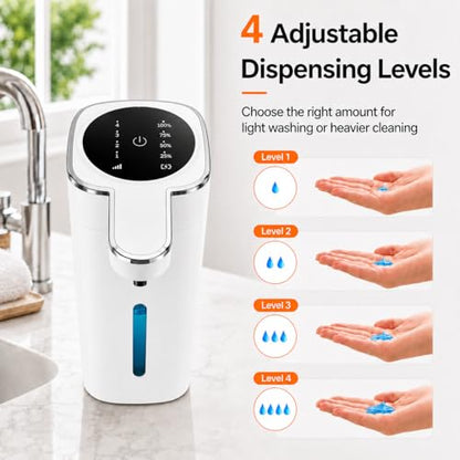 Automatic Liquid Soap Dispenser Touchless, USB Rechargeable (White) - color: White