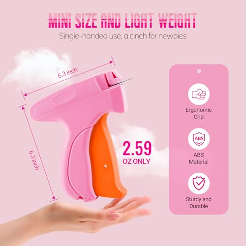 Stitch Gun for Clothes - Stitchy Tagging Gun for Clothing, Handheld Stitch Gun Quick Clothing Fixer, Sewing Kit Includes 6 Needle，3000 Fasteners(1500 Black & 1500 White) - color: Orange+pink
