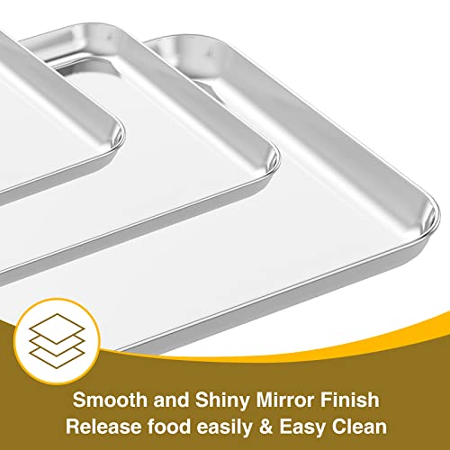 Wildone Baking Sheet with Rack Set (3 Pans + 3 Racks), Stainless Steel Baking Pan Cookie Sheet with Cooling Rack, Non Toxic & Heavy Duty & Easy Clean (Pack of 2) - size: 16 /12 /9 inch (Pack of 2)