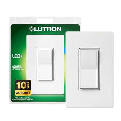 Lutron Sunnata LED+ Dimmer & Wallplate, Touch Dimmer, Single Pole/3-way - color: White, size: 1 Pack, style: LED+ Dimmer