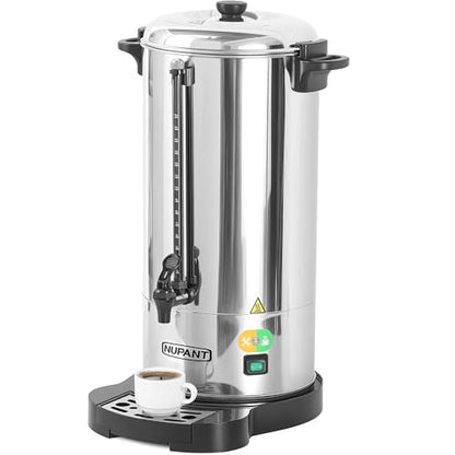 NUPANT Commercial Coffee Urn 100 Cup/15L Coffee Dispenser with Upgraded Percolator, 304 Stainless Steel Hot Water Urn Beverage Dispenser with Keep Warm Mode, Large Coffee Maker for Catering Party - size: 100 Cup