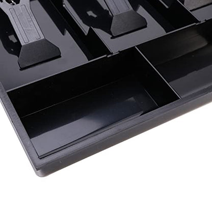 Cash Money Tray Replacement 5 Bill/ 4 Coin Drawer Register Insert Tray Storage Case with Plastic Clips (Color:Black)