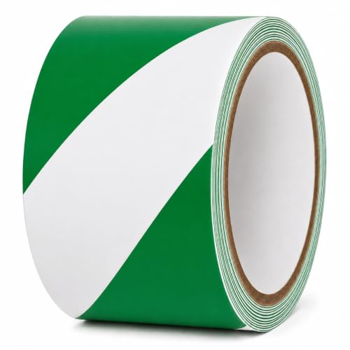 GGR Supplies Green & White Hazard Stripe Tape, 3 inches x 18 Yards - color: Green & White, size: 3 in. x 18 yds. (72mm)