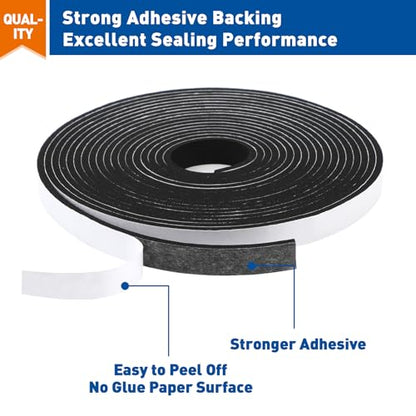 MAGZO 1/2in Wide X 1/8in Thick Weather Stripping Door Seal 99FT - size: 1/2in * 1/8in * 99FT