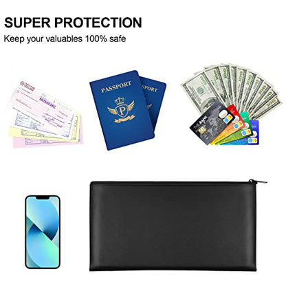 2 Pieces Money Bag,11x6.1 Inch Money Bags With Zipper for Cash, Bank Bag, Money Pouch, Money Holder for Cash, Coins, Cosmetics, Bills, Tool - color: 1 Pieces Black & 1 Pieces Blue