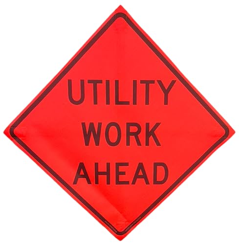 36"x36" Utility Work Ahead Orange Mesh Roll-Up Signs 4-Pack - color: Utility Work Ahead