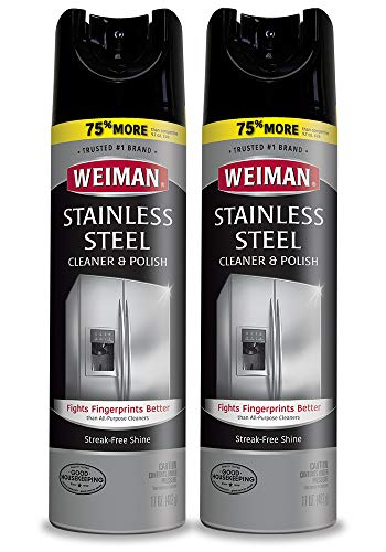 Weiman Stainless Steel Cleaner and Polish - 17 Ounce (2 Pack) Protects Appliances from Fingerprints and Leaves a Streak-less Shine for Refrigerator Dishwasher Oven Grill - 34 Ounce Total