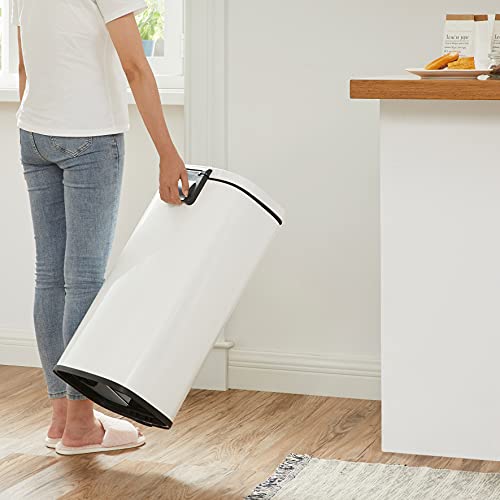 SONGMICS 8 Gallon (30 L) Trash Can, Stainless Steel, Step-On Pedal - color: White, size: 8 Gal.