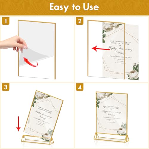 8.5x11 Picture Frame Gold Acrylic Sign Holder for Wedding Table Numbers - color: 8.5X11-Gold-3 Pack