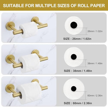 Brushed Gold Toilet Paper Holder Wall Mount, Double Base Large Toilet Paper Roll Holder Stainless Steel Bathroom Hardware Accessories, Commercial Toilet Paper Dispenser - color: Brushed Gold, size: Round