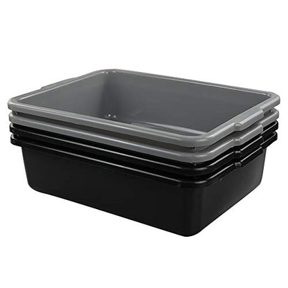 13 L Plastic Commercial Tote Box, Bus Tubs/Bus Box, 4-Pack - color: gray and black, size: 13 L